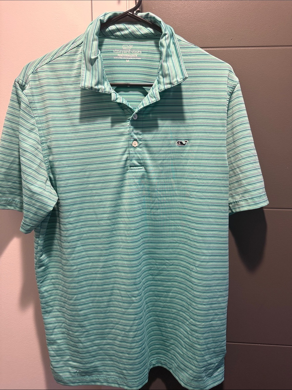 Vineyard Vines Striped Polo Shirt - Aqua/Seafoam size medium - Picture 1 of 1